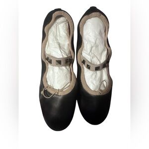 Valentino Black and Cream Studded Flats